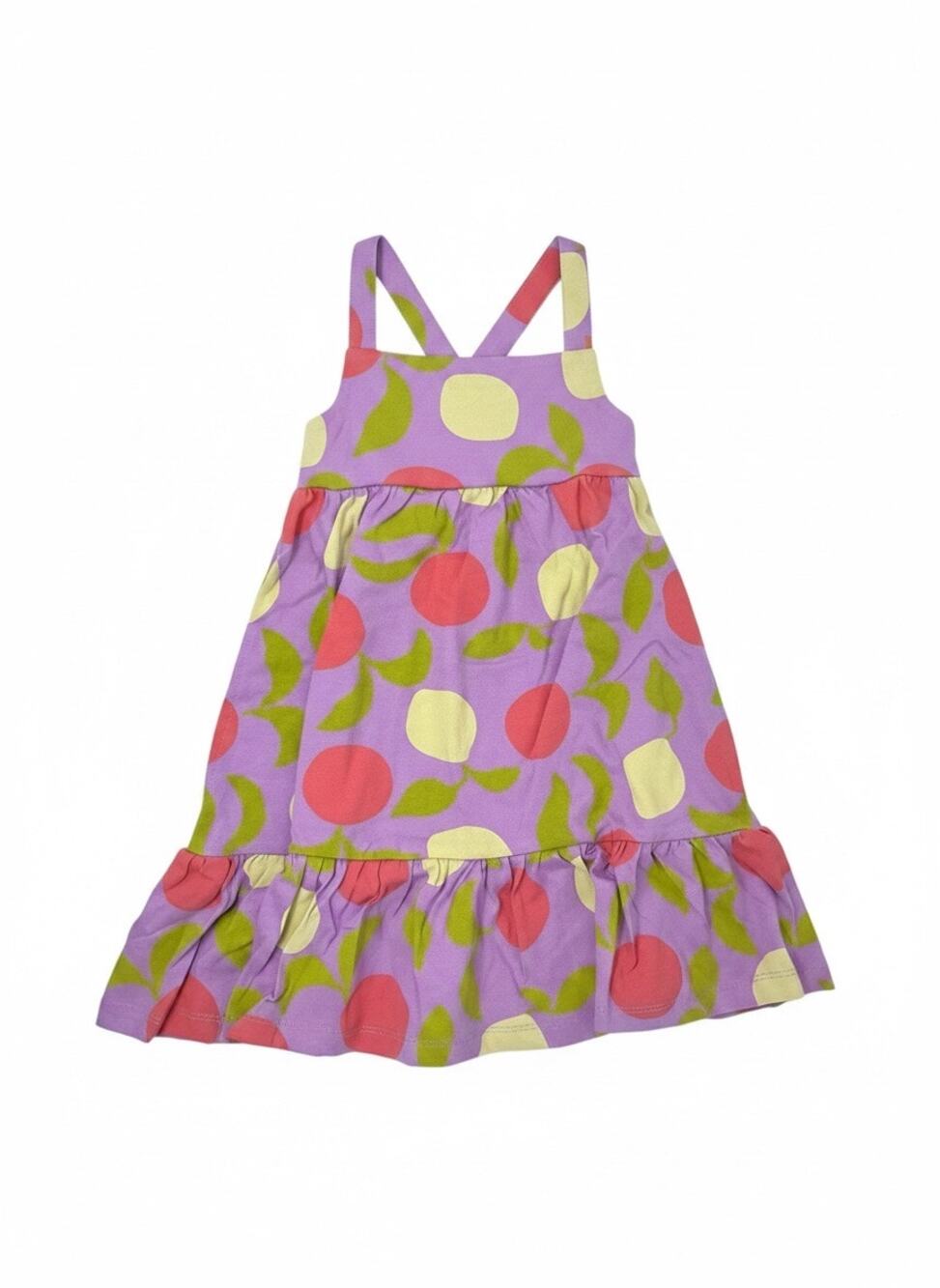 Hanna Andersson NWT Sleeveless Crossback Ruffle Dress Pink Citrus Print Size 5